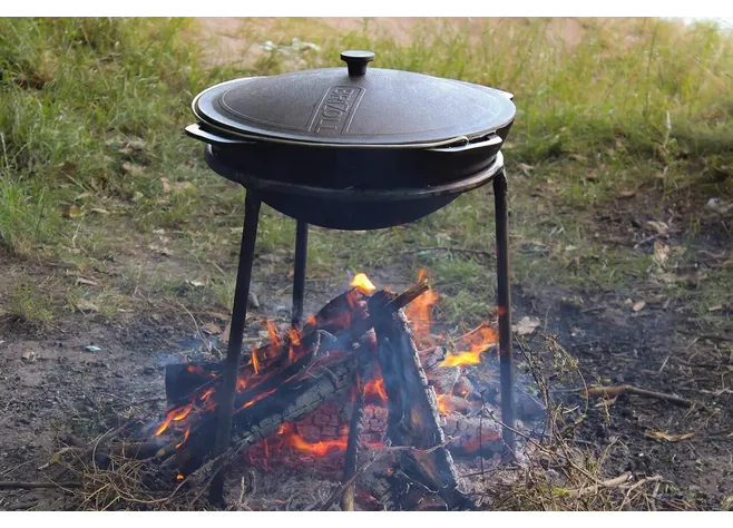 Котел чугунный азиатский с крышкой 10 л Фото 2